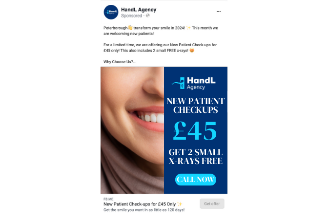 running a facebook ad for dentists